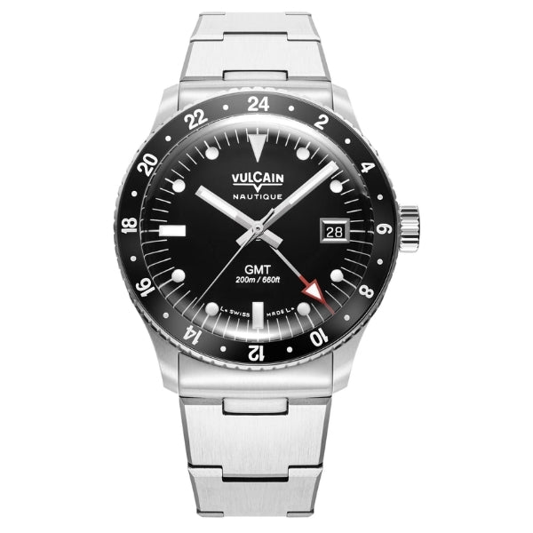 Vulcain Skindiver GMT Black Luminova White on Bracelet - 680174B07.BHM286