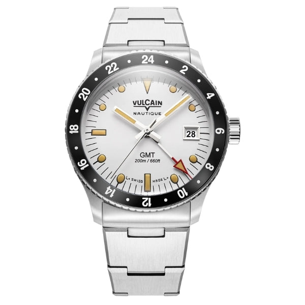 Vulcain Skindiver GMT White Luminova Beige on Bracelet - 680174A57.BHM286