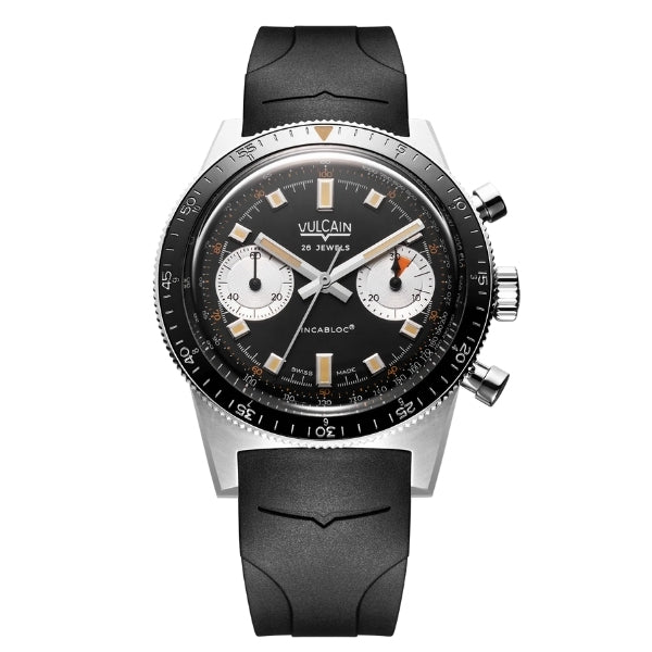 Vulcain Skindiver Chronograph Black on Integrated Rubber Strap - 590176A07.BAR255