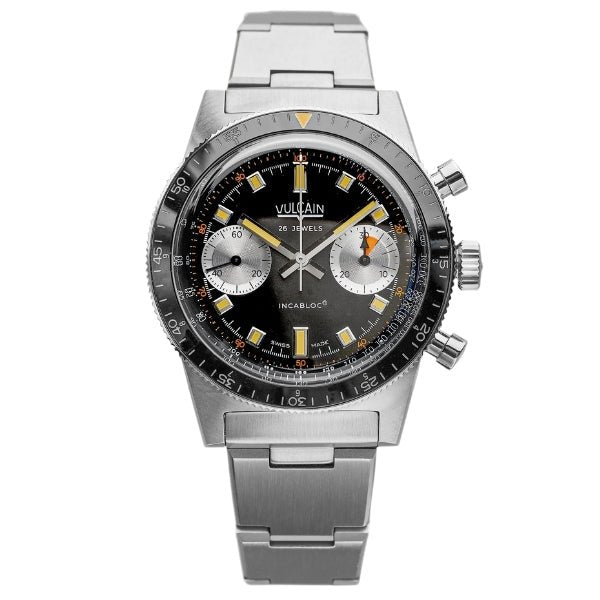 Vulcain Skindiver Chronograph Black on Stainless Steel Bracelet - 590176A07.BHM286