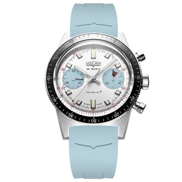Vulcain Skindiver Chronograph Ice Blue Limited Edition on Rubber - 590176BL7.BAR224