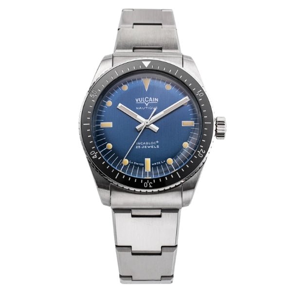 Vulcain Skindiver Nautique Blue with Khaki Brown Lume on Bracelet - 660170A37.BHM286