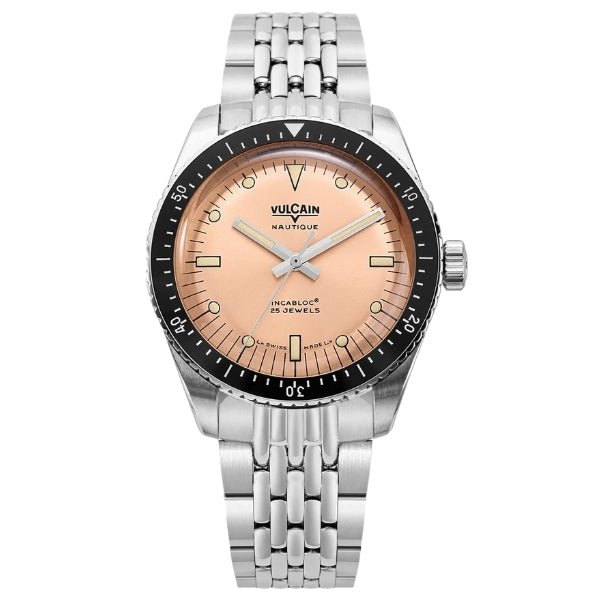 Vulcain Skindiver Nautique Limited Edition Salmon Beige Luminova on Bracelet - 660170B87.BHM286