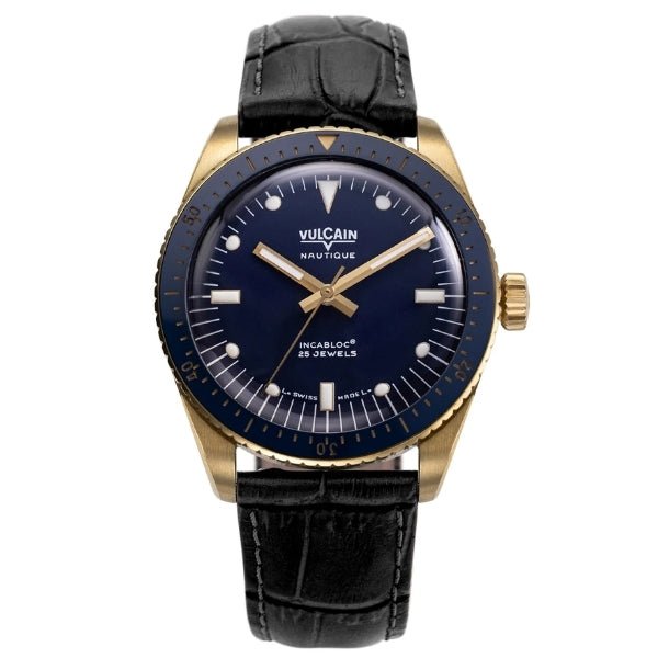 Vulcain Skindiver Nautique Gold & Blue on Strap - 661170A37.BON248