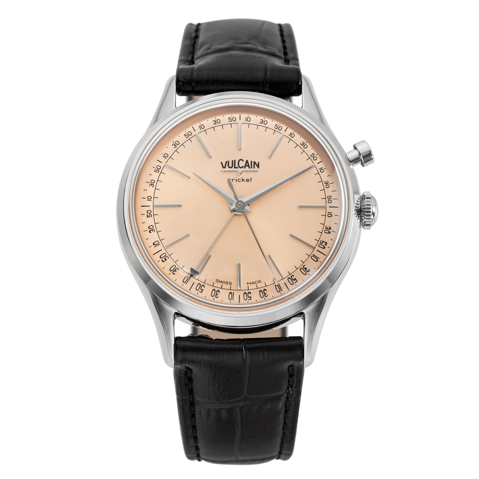 Vulcain Cricket President 36mm Pale Salmon on Alligator - 100272A80.BAL307