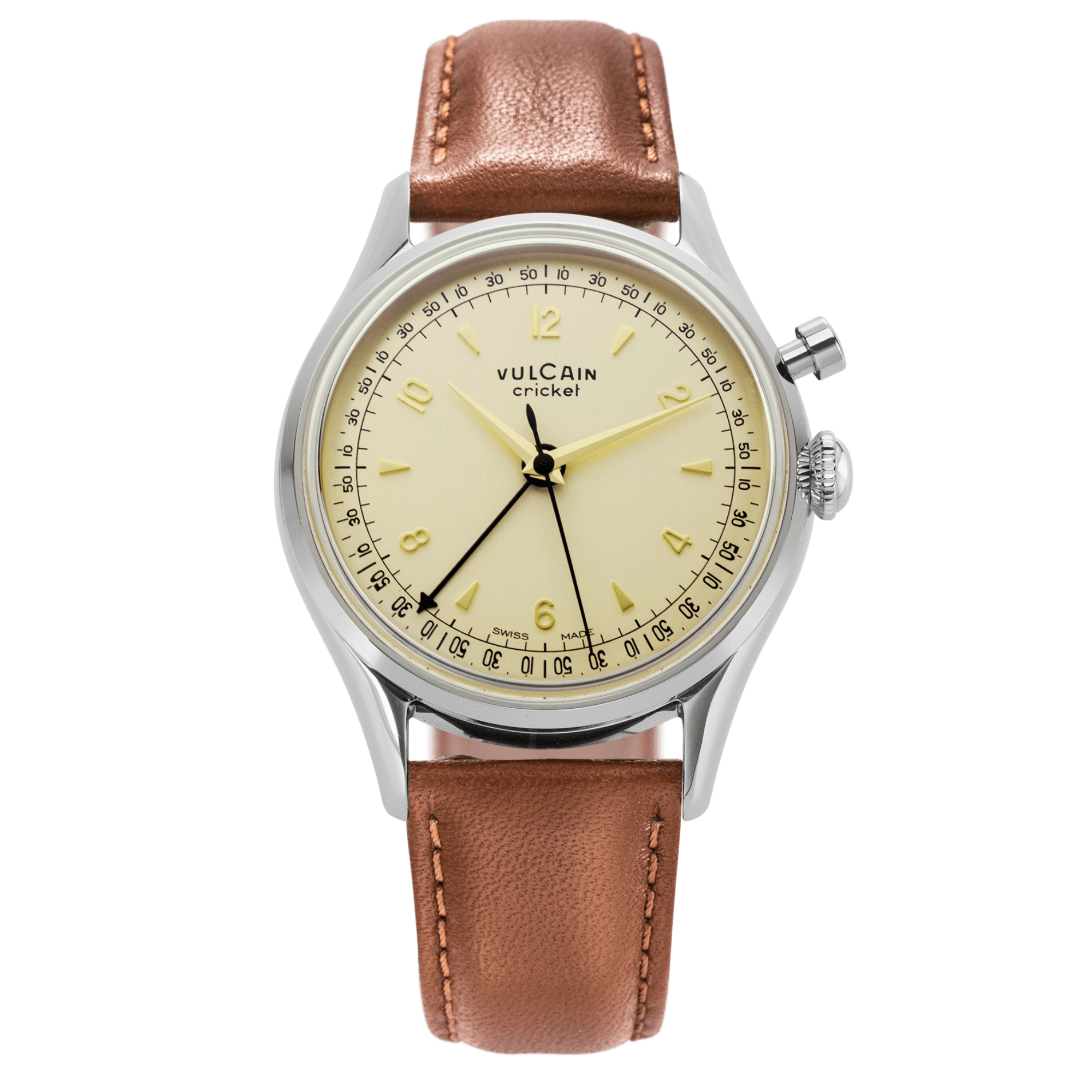 Vulcain Cricket Tradition 39mm Eggshell on Leather - 100268A76.BAL228