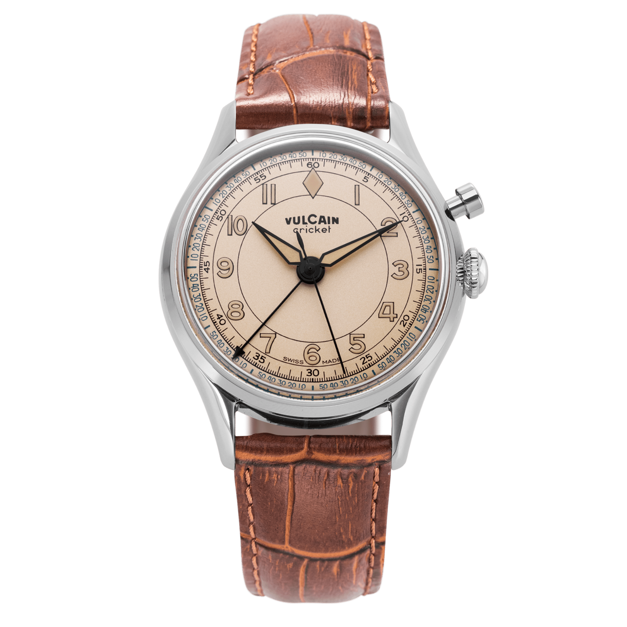 Vulcain Cricket Classique 39mm Khaki Brown on Alligator - 100268B87.BAL228