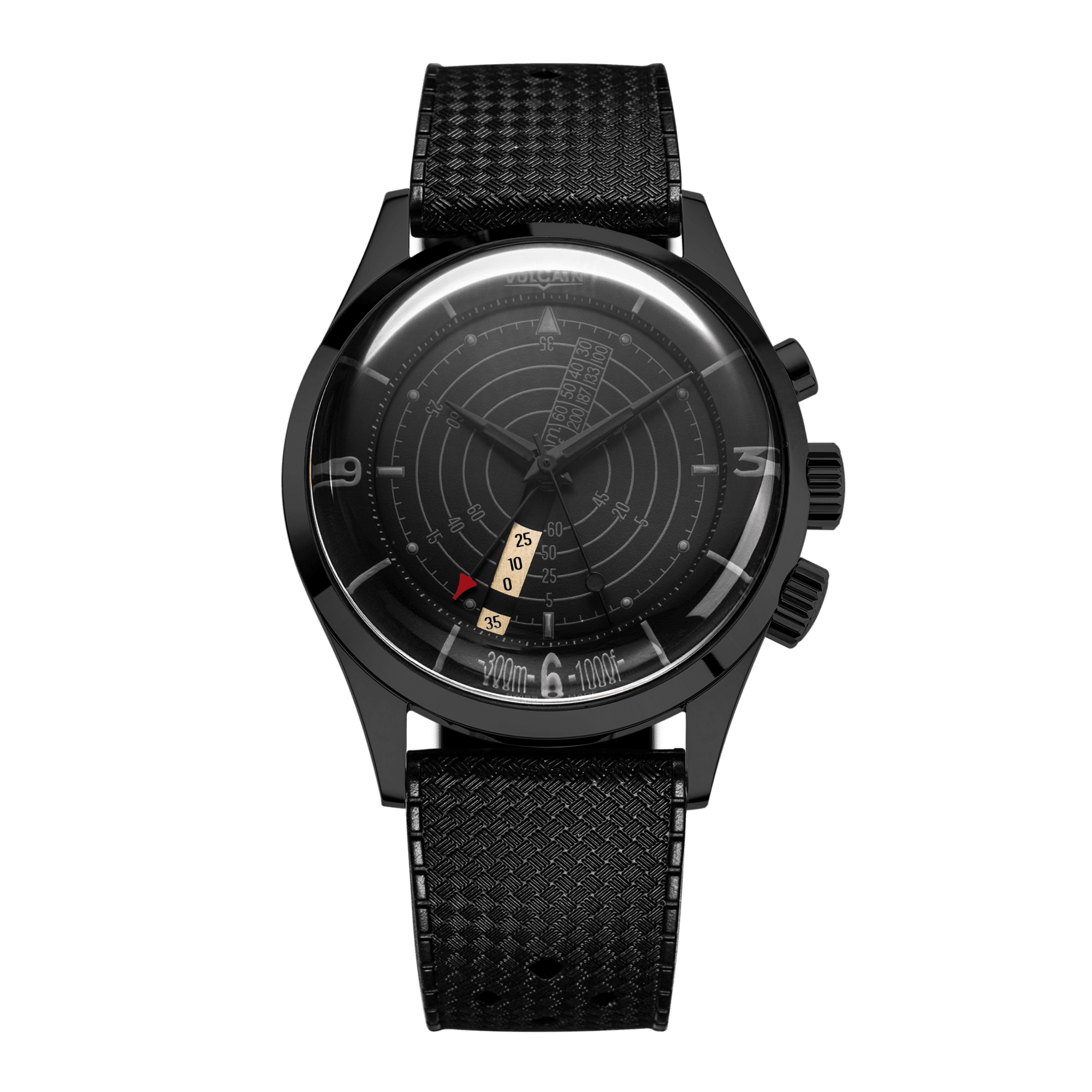Vulcain Nautical Heritage Full Black Limited Edition on Integrated Rubber - 101952SA08. BAR101