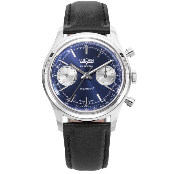 Vulcain Chronograph 70's Blue on Leather - 640109A30.BAC201
