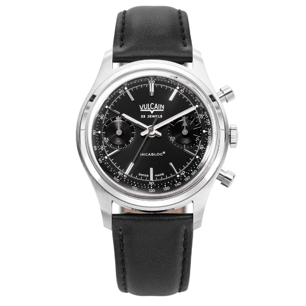 Vulcain Chronograph 70's Black on Leather - 640109B00.BAC201