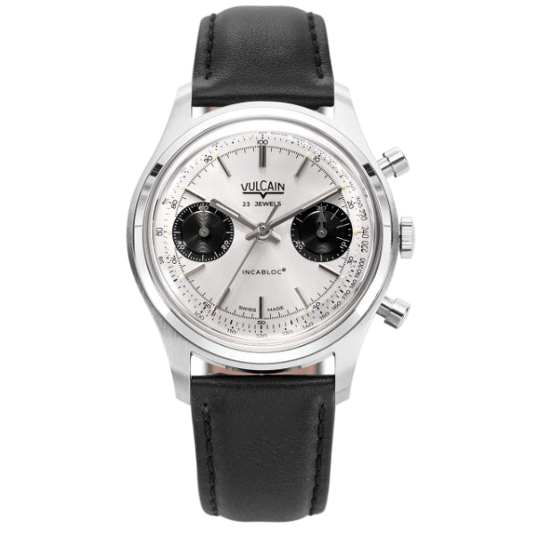 Vulcain Chronograph 70's Silver on Leather - 640109A20.BAC201