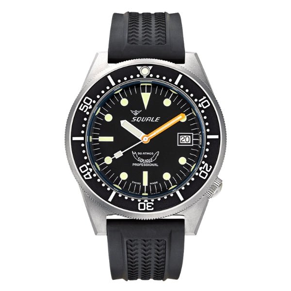 Squale 1521 Black Blasted on Rubber Strap - 1521BKBL.VO