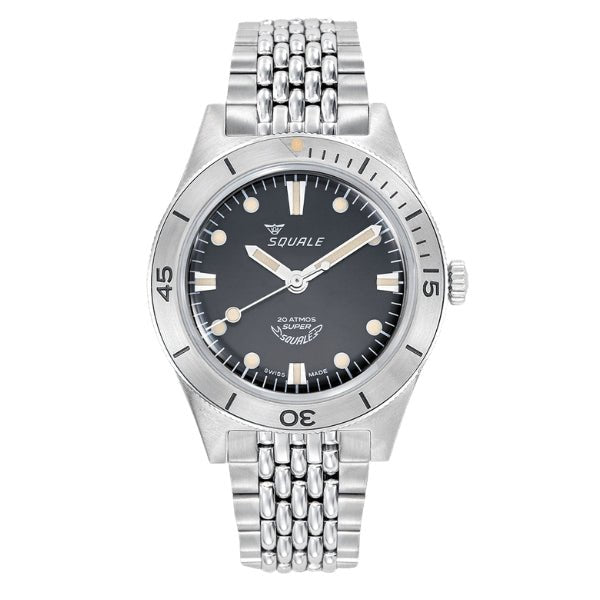 Squale Super-Squale Arabic Numerals on Bracelet - SUPERMBKBK.AC