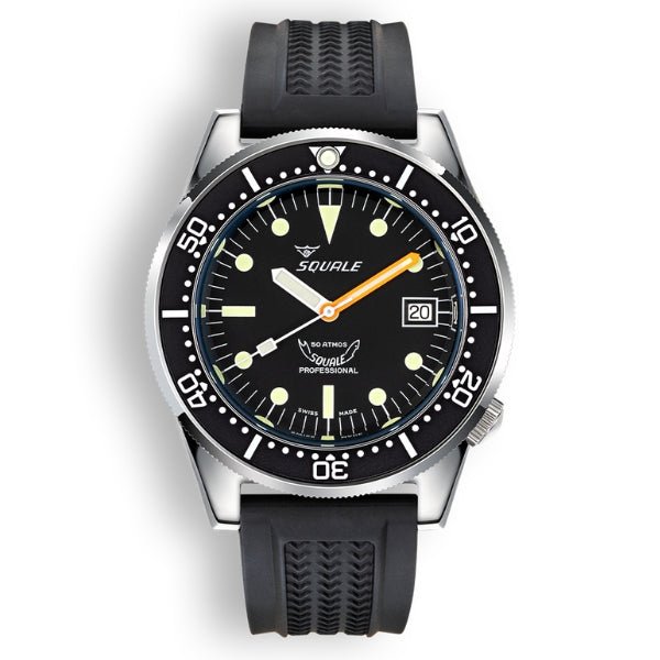 Squale 1521 Classic Black on Rubber - 1521CL.VO
