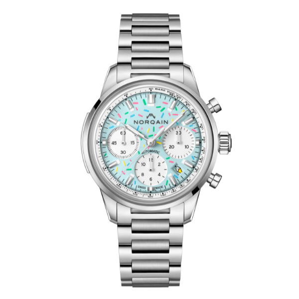 Norqain Freedom Chrono 40mm Enjoy Life "Sprinkles" Blue Raspberry Special Edition Stainless Steel Bracelet Watch - N2201.19S04.A01.S01