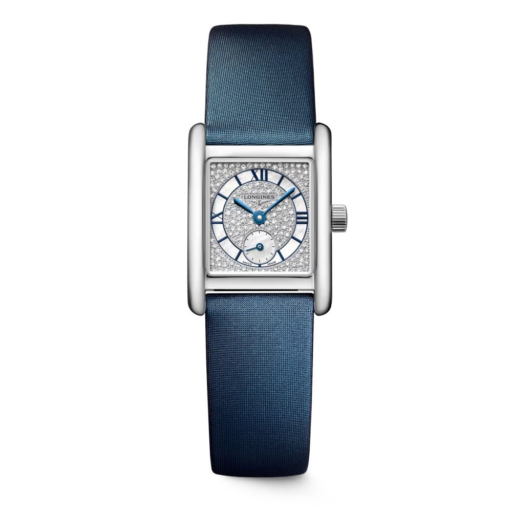 Longines Mini Dolcevita Stainless Steel Diamond Set Dial with Blue Strap - L5.200.4.87.2