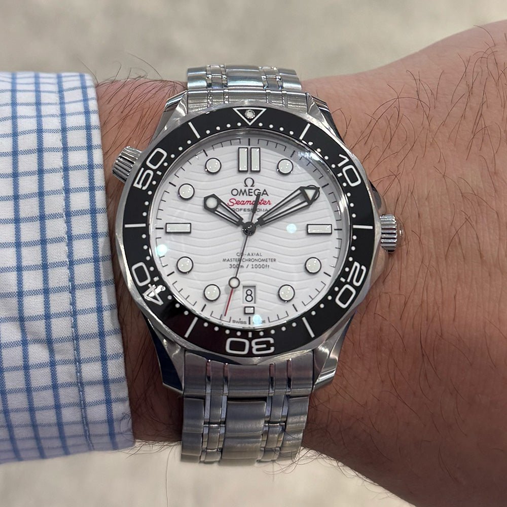 SOLD - 8/8/26 - Omega Seamaster Diver 300M 210.30.42.20.04.001 SS White Dial 42mm B&P 2023