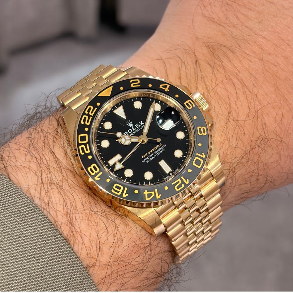 SOLD - 8/22/26 - Rolex GMT-Master II 126718GRNR 18K Yellow "Bruce Wayne" B&P 2024