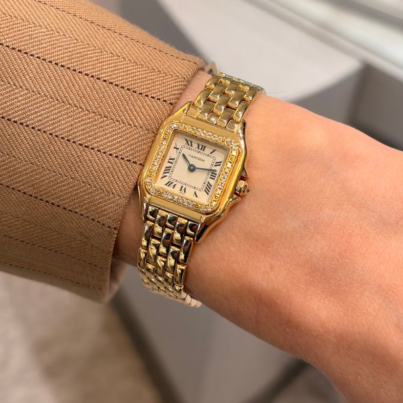 Cartier Panthere 128000M 18K Yellow Gold Diamond Bezel