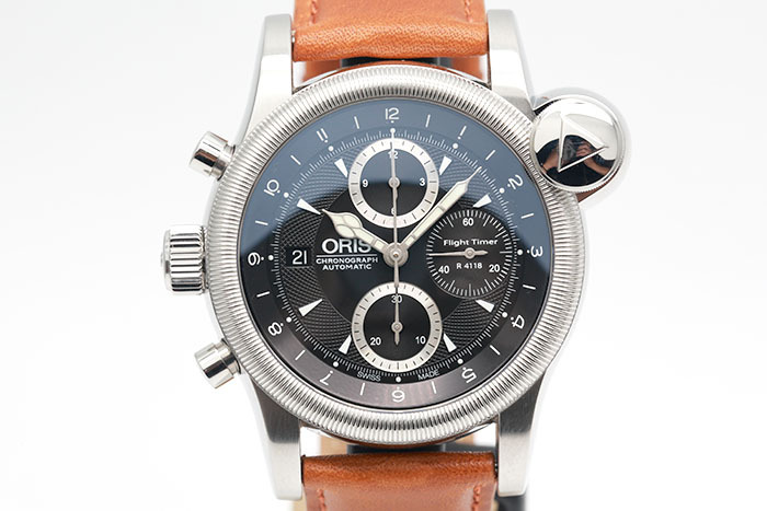 Oris 豪利時 Flighter Timer R4118限量款 計時累計功能黑色面盤 可選轉內圈 品像良好 44mm
