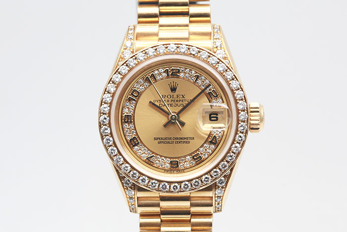 Rolex 勞力士 Datejust 69158 日誌型 18黃金款原鑲鑽石錶殼 多層鑽石面盤羅馬字時標 無整理盒單齊全 26mm