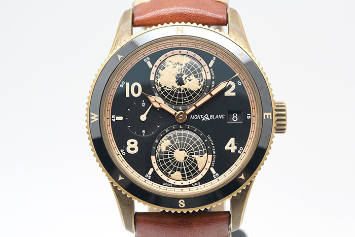Montblanc 萬寶龍 1858系列 119347 限量款青銅製錶殼 南北半球日夜顯示 盒單齊全品像良好 42mm