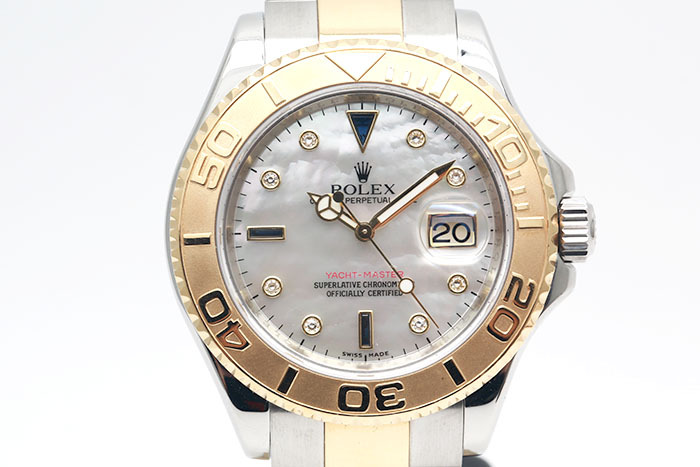 Rolex 勞力士 Yacht-Master 16623 遊艇名仕18k半金款 珍珠母貝面盤藍寶石及鑽石時標 3135機芯 40mm