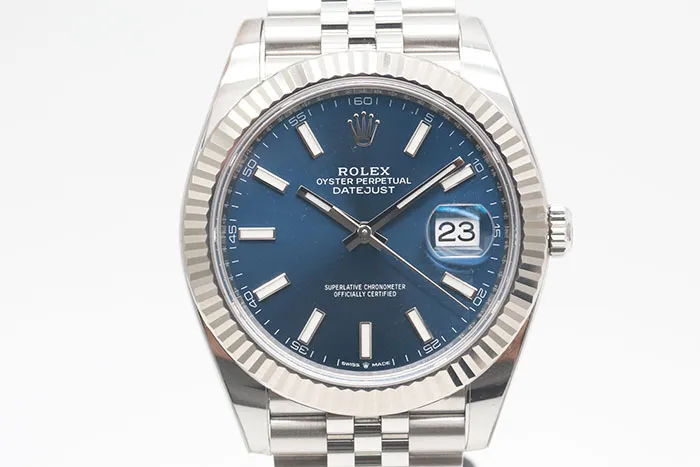 Rolex 勞力士 Datejust 126334 日誌型 18K白金外圈及鋼經典五珠鍊帶 藍色面盤夜光時標 2022.03盒單齊全 41mm